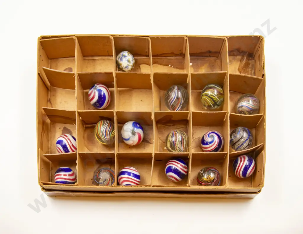 Sixteen Victorian Large Clear & Opaque Swirl Pattern Marbles Image 1++