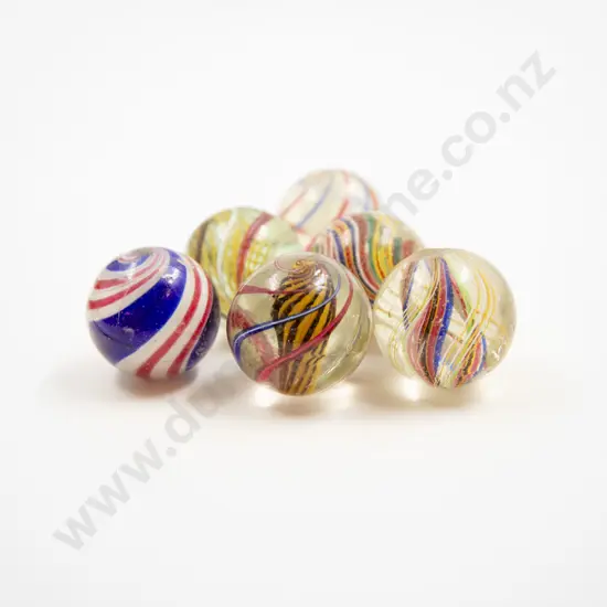 Sixteen Victorian Large Clear & Opaque Swirl Pattern Marbles