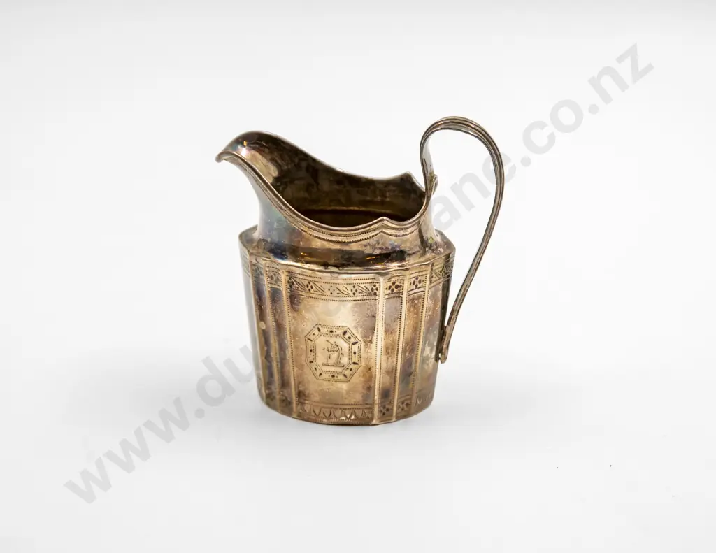 Vict S/S Bright Cut Engraved Cream Jug Image 1++