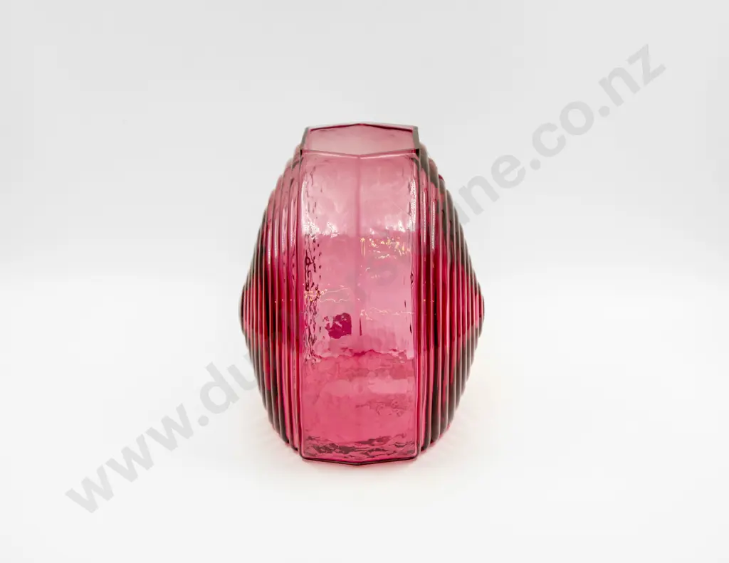 Large Cranberry Glass Mantel Vase Image 1++