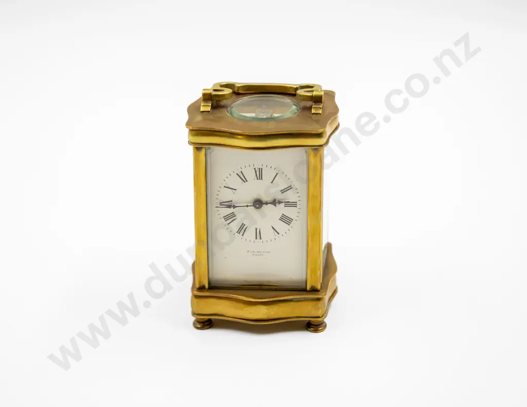 Early C20th French Brass Serpentine Shaped Carriage Clock Image 1++