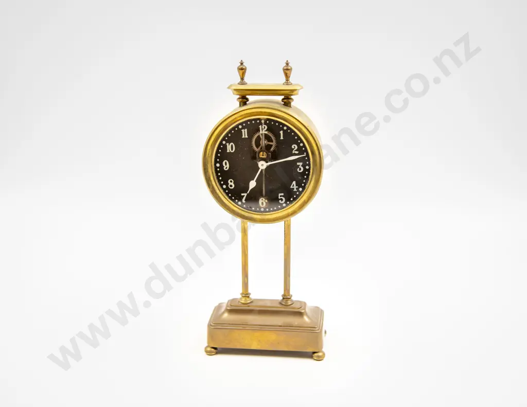 English Brass Cased Ratchet Lever Wind Desk Clock Image 1++