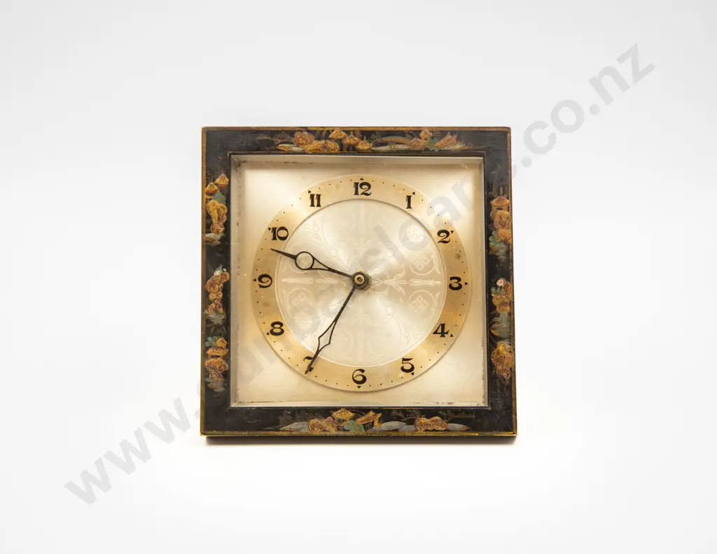 Vintage Lacquered Framed Desk Clock Image 1++