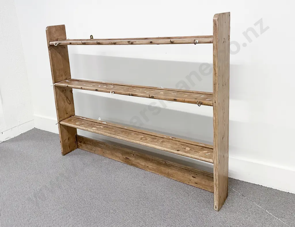 Vict Country Pine Wall Mounting Three Shelf Pantry Rack Image 1++
