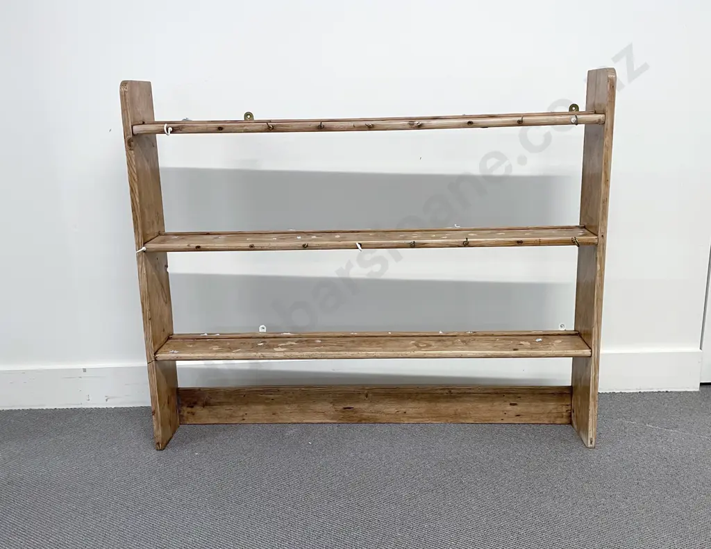 Vict Country Pine Wall Mounting Three Shelf Pantry Rack Image 1++