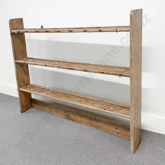 Vict Country Pine Wall Mounting Three Shelf Pantry Rack