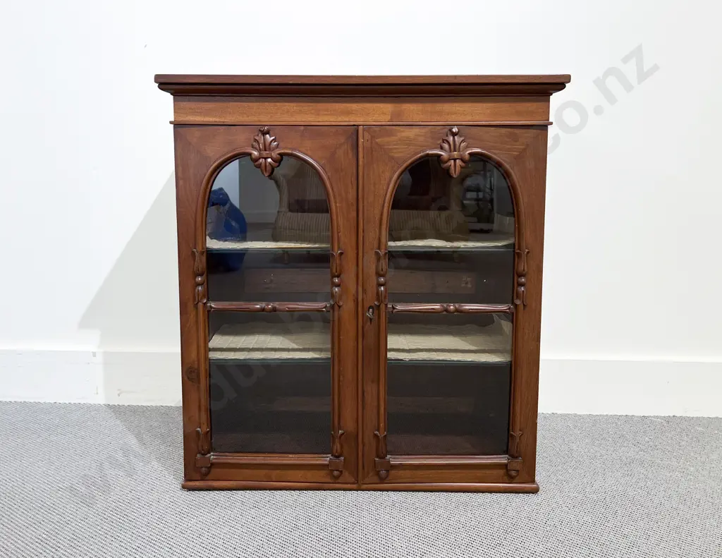 Vict Mahogany Two Glazed Door Book Cabinet Image 1++