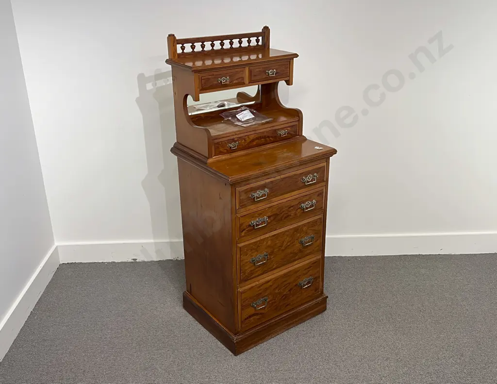 NZ Colonial Plain & Mottled Kauri Gentlemans Dressing Cabinet Image 1++