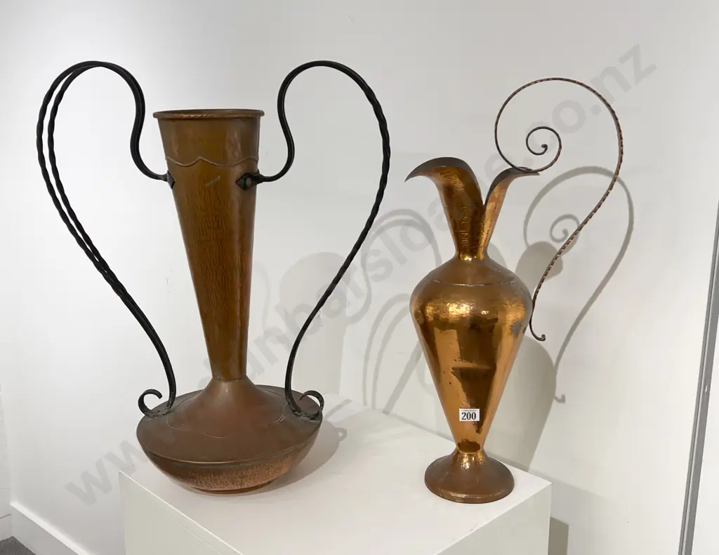 French Art Nouveau Copper Vase & Ewer Image 1++