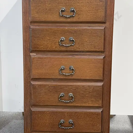 Mid C20th Oak Five Drawer Tallboy