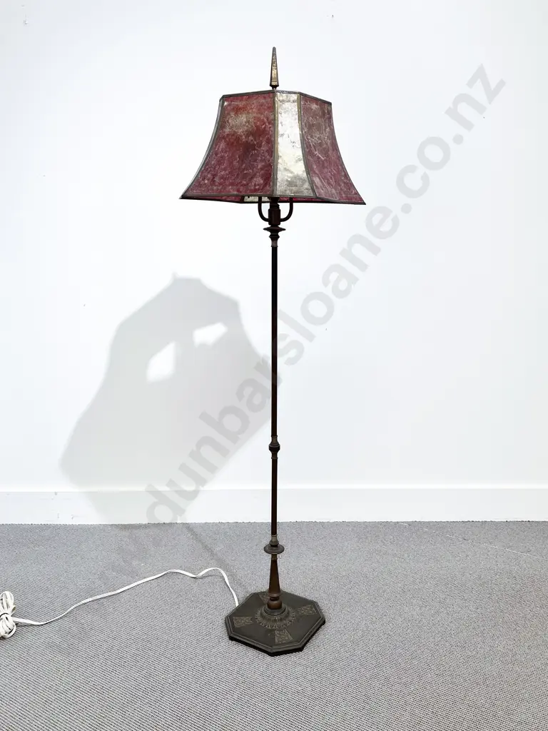 Art Deco Brass & Copper Metal Standard Lamp Image 1++