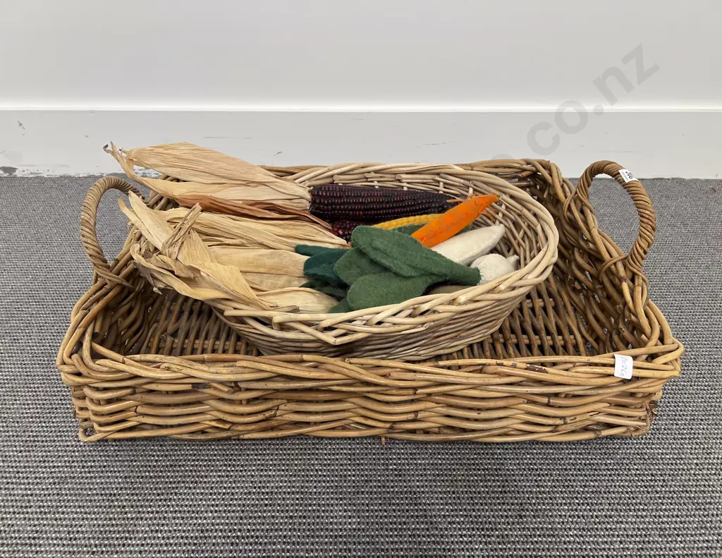 Vintage Willow Cane ware Bread Basket & Other Image 1++