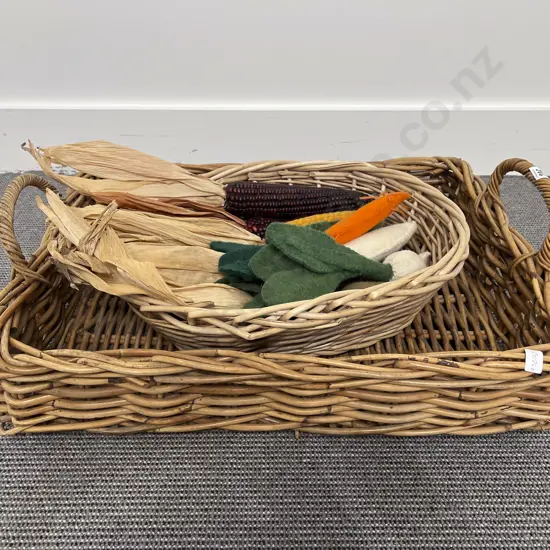 Vintage Willow Cane ware Bread Basket & Other