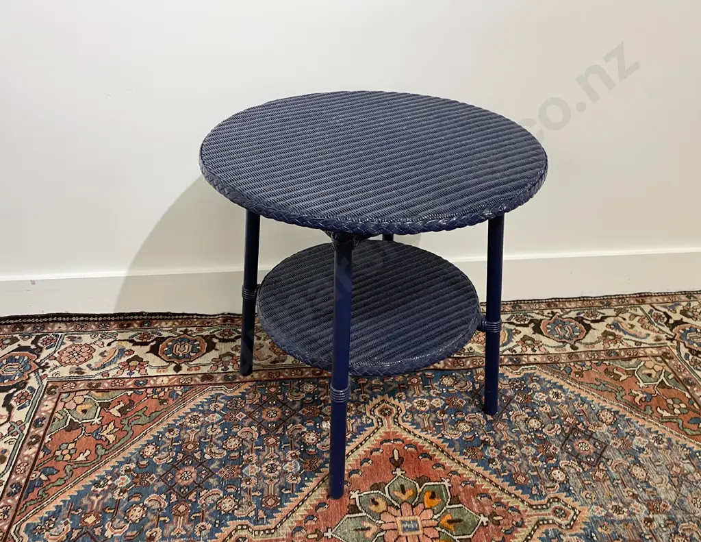 Modern Lloyd Loom Royal Blue Colourway Occasional Table Image 1++