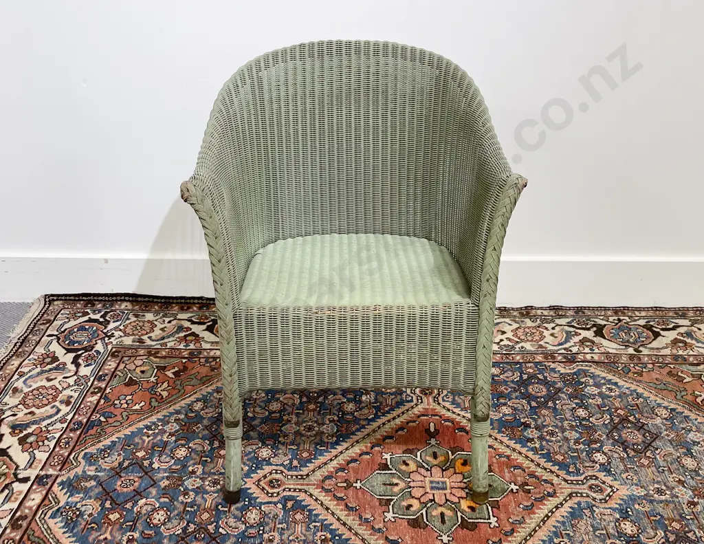 C1930's Lloyd Loom Sage Green Colourway Tub Chair Image 1++