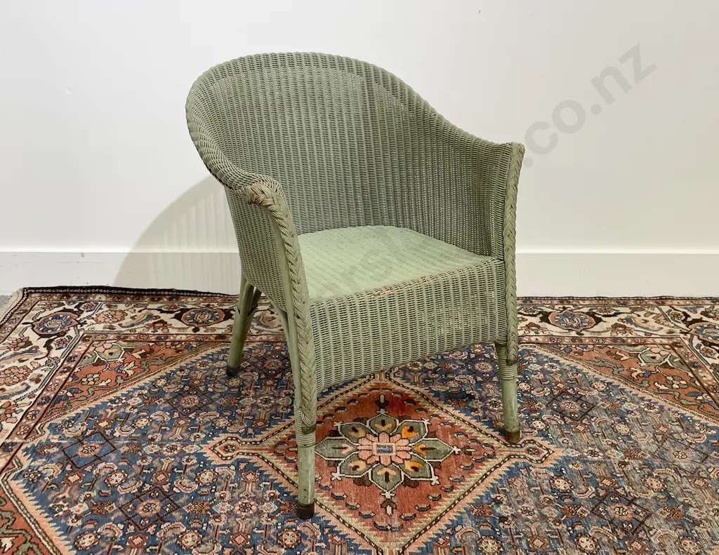 C1930's Lloyd Loom Sage Green Colourway Tub Chair Image 1++