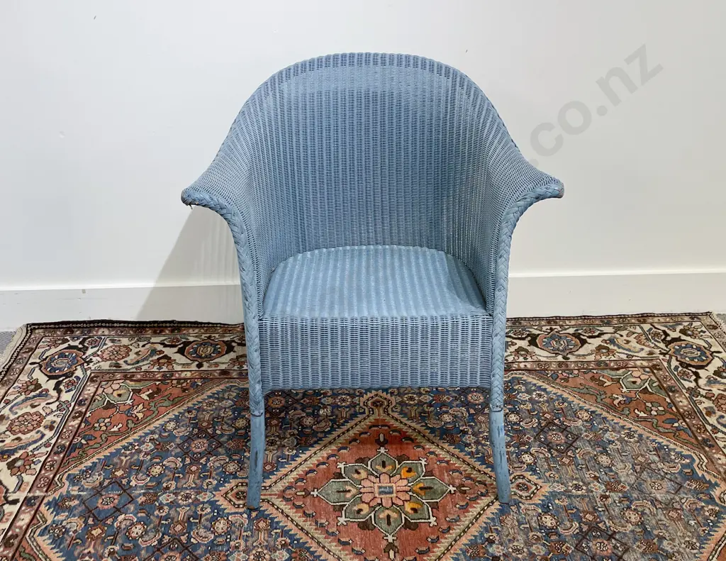 C1960's English Lloyd Loom Duck Egg Blue Colourway Tub Chair Image 1++