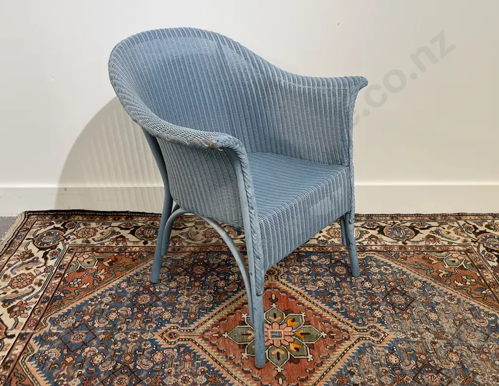 C1960's English Lloyd Loom Duck Egg Blue Colourway Tub Chair Image 1++