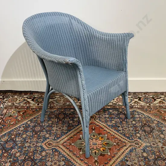 C1960's English Lloyd Loom Duck Egg Blue Colourway Tub Chair