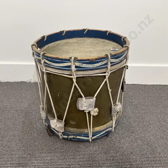 Dated 1960's Military Drum Brass & Blue Painted Mounts