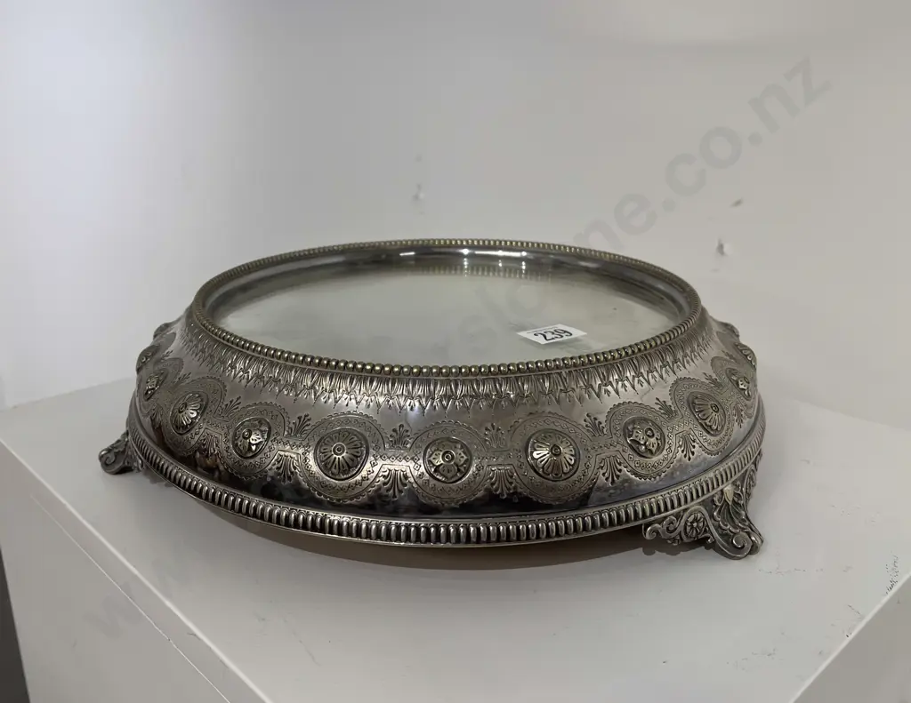 Late Vict S/P Mirrored Surface Cake Stand Image 1++