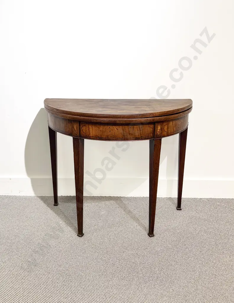 Geo III Flame Mahogany Fold Over Top Demi Lune Supper Table Image 1++