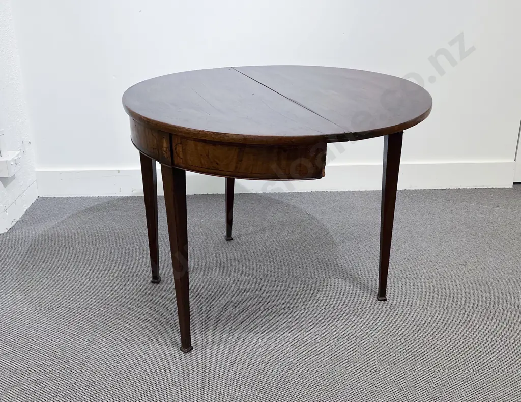 Geo III Flame Mahogany Fold Over Top Demi Lune Supper Table Image 1++