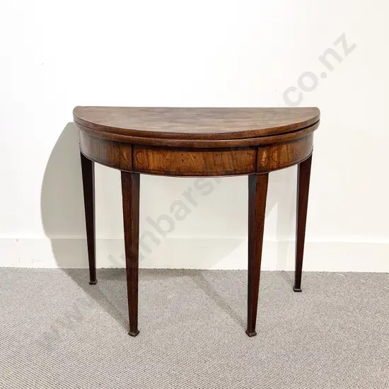 Geo III Flame Mahogany Fold Over Top Demi Lune Supper Table