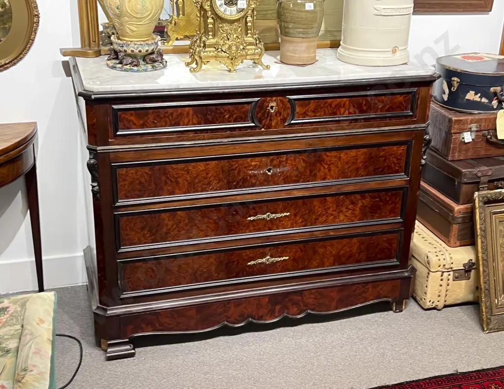 C19th European Burr Walnut on Oak Cammode Image 1++