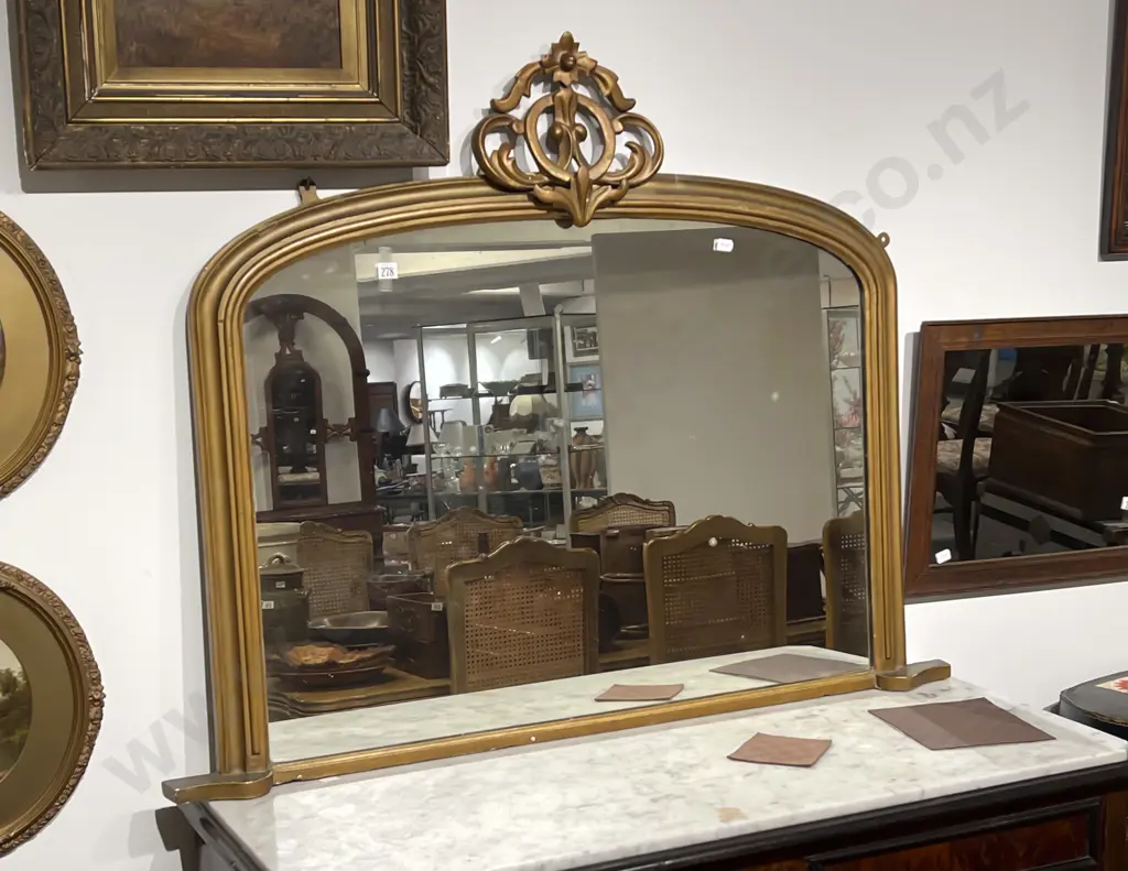 Vict Gilt Wood Framed Over Mantel Mirror Image 1++