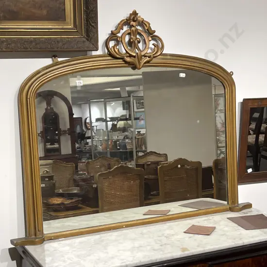 Vict Gilt Wood Framed Over Mantel Mirror