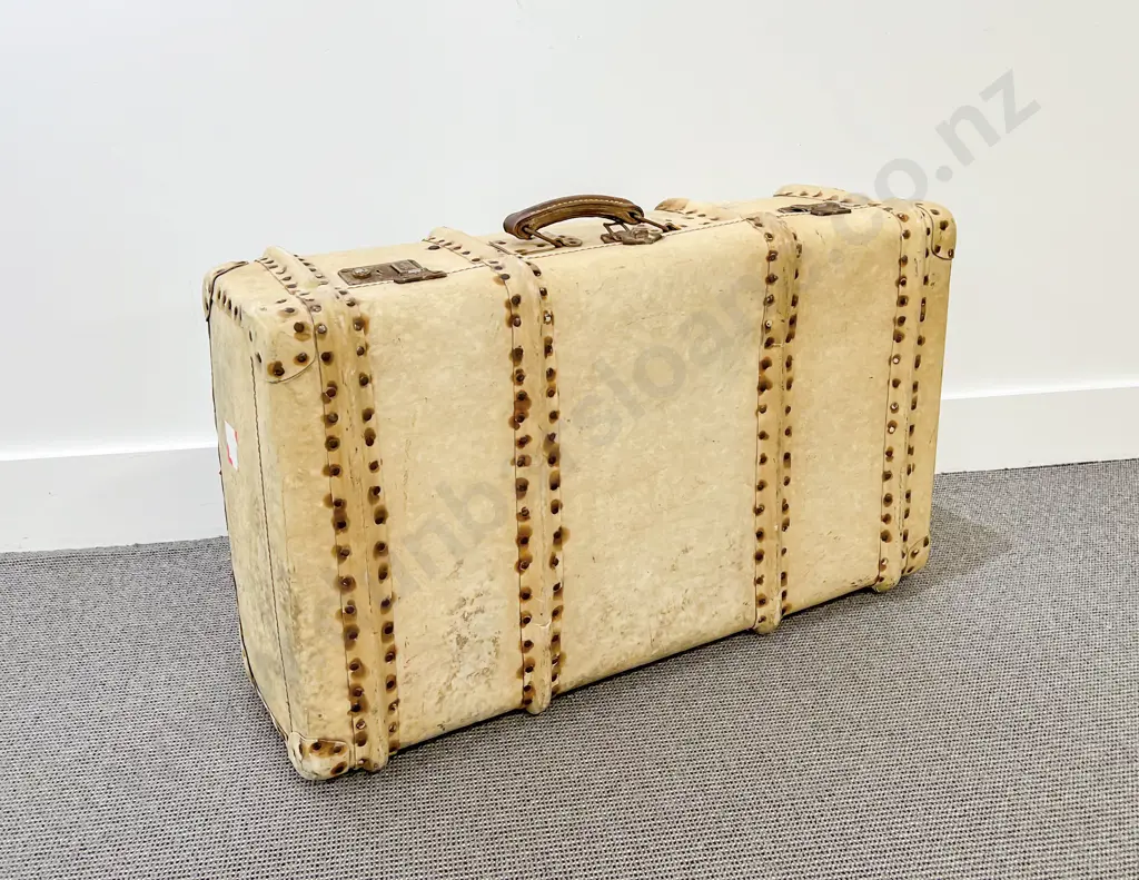 1930's Pig Skin Style Suitcase Image 1++