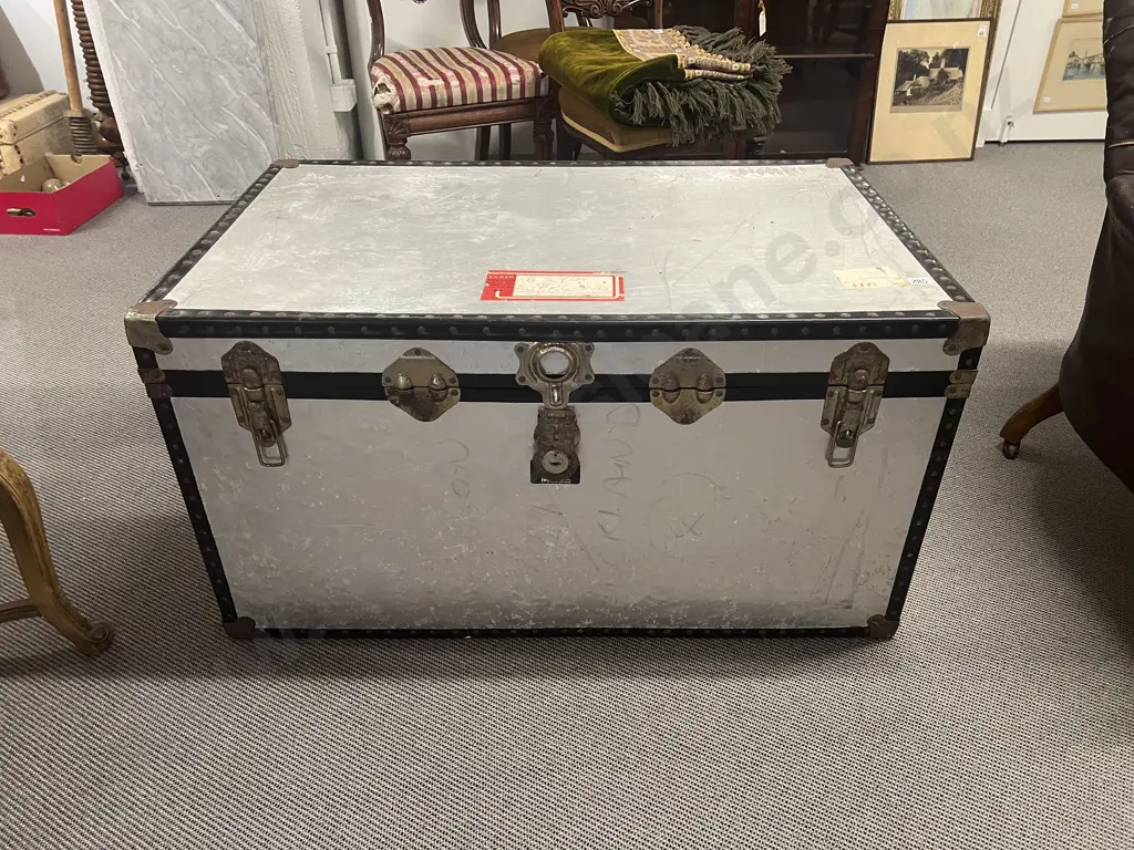 Mid C20th Aluminium Travel Storage Trunk Image 1++