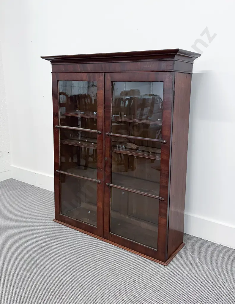 Vict Flame Mahogany Glazed Two Door Cabinet Image 1++