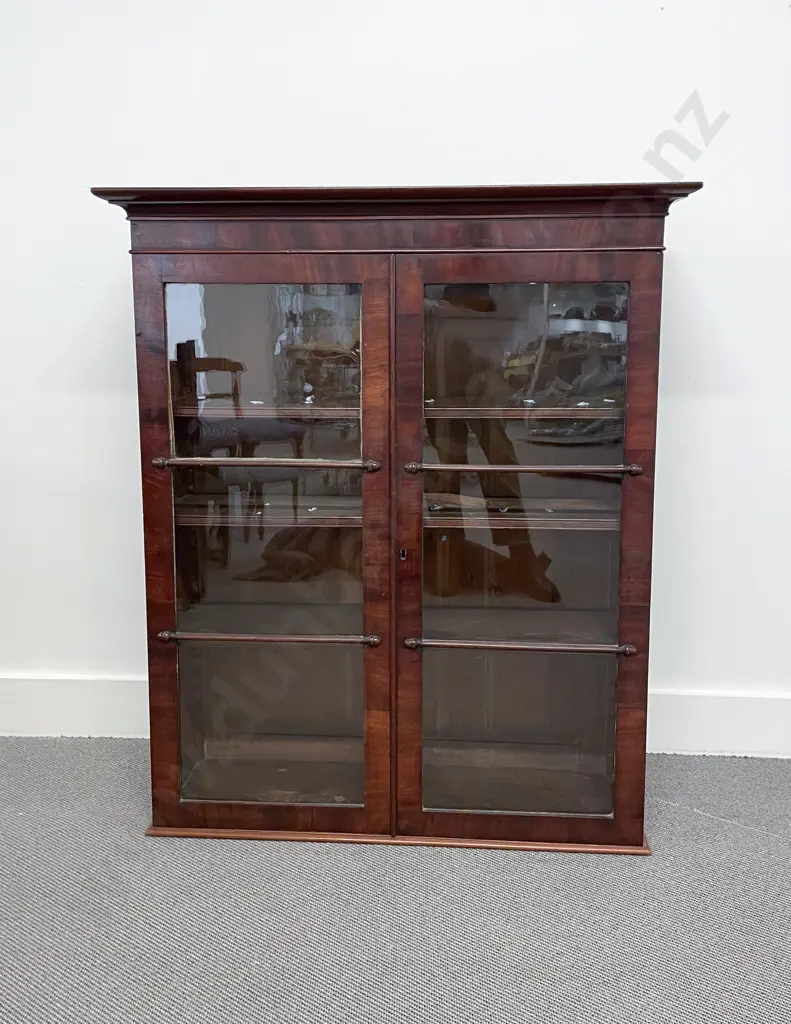 Vict Flame Mahogany Glazed Two Door Cabinet Image 1++