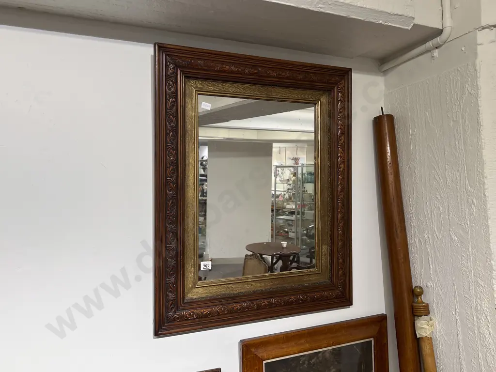 Late Vict Fancy Beech Framed Wall Mirror Image 1++