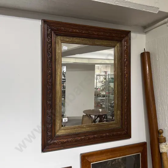 Late Vict Fancy Beech Framed Wall Mirror