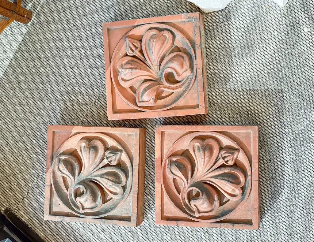 Three Salvaged English Architectural Terracotta Tiles Image 1++