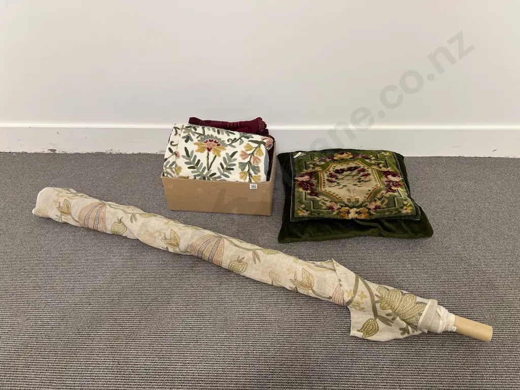 Approximate 2 metres Embroidered Linen with Other Brocade & Vintage Cushion Image 1++