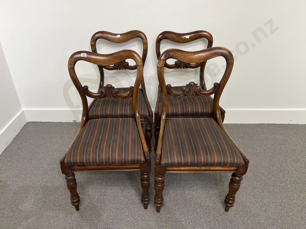 Set Four Vict Mahogany Saddleback Dining Chairs Image 1++