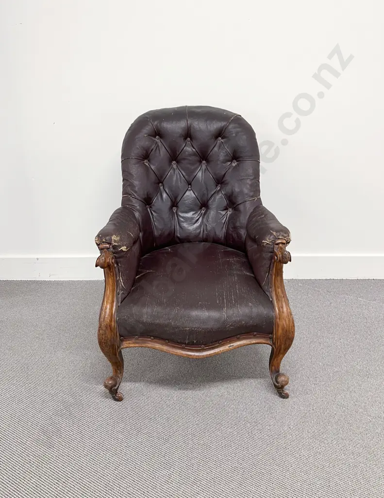 Vict Walnut Framed Grandfather Chair Image 1++