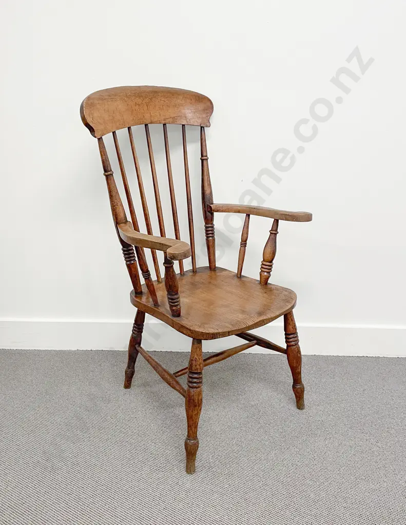 Vict Country Elm Stick Back Windsor Elbow Chair Image 1++