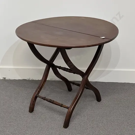 19th Century Mahogany Circular Folding Campaign Table