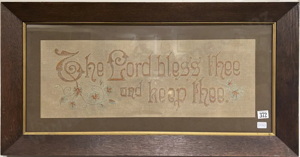 Vict Oak Framed Tapestry "The Lord Bless Thee & Keep Thee" Image 1++