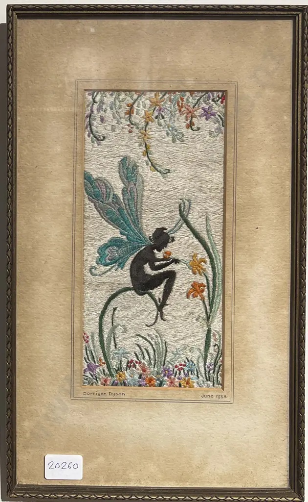 Two Dated 1934 and 1938 Silk Embroidered Panels Image 1++