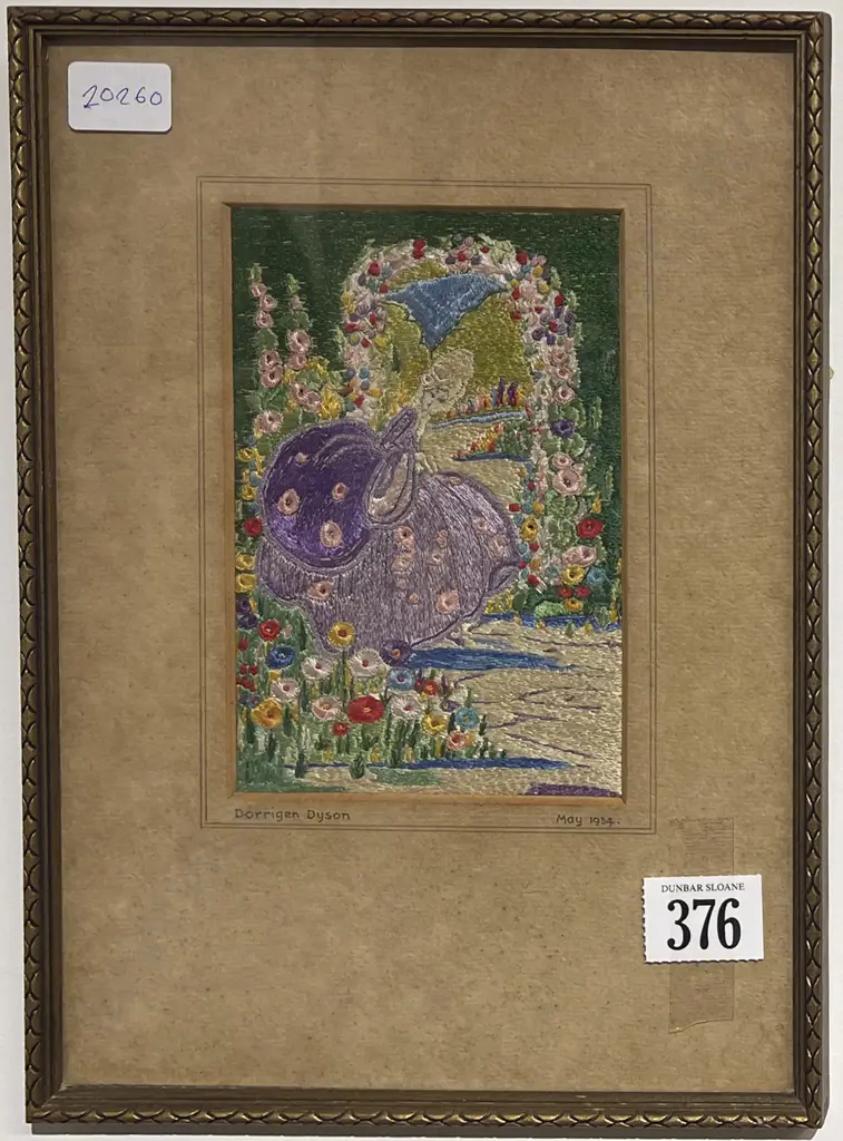 Two Dated 1934 and 1938 Silk Embroidered Panels Image 1++