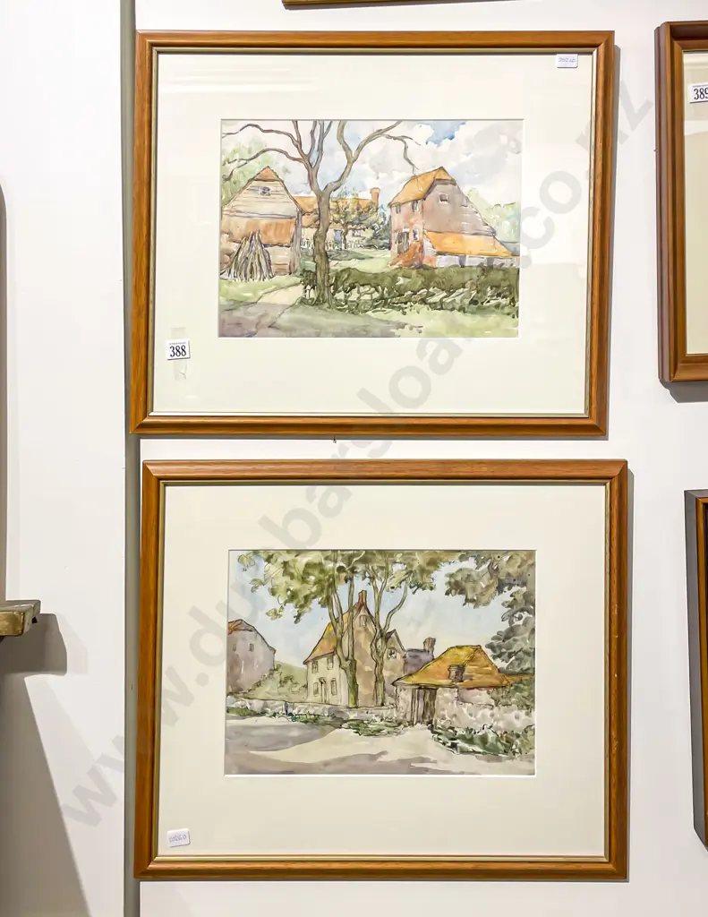 Pair English Countryside Watercolours Image 1++