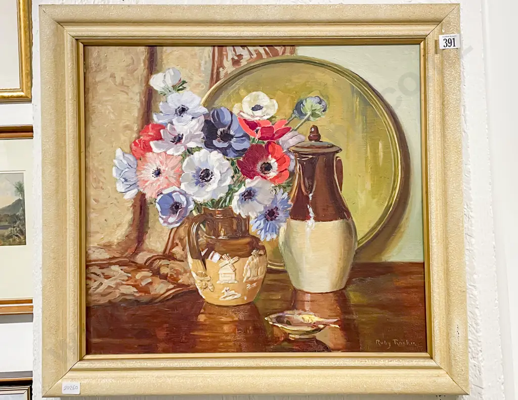 Anemones Still Life Oil on Board Image 1++