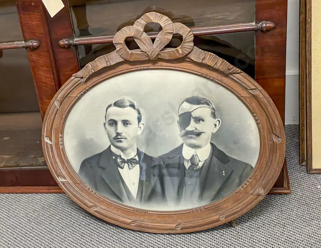 Early C20th B/W Photographic Print of Two Brothers Image 1++