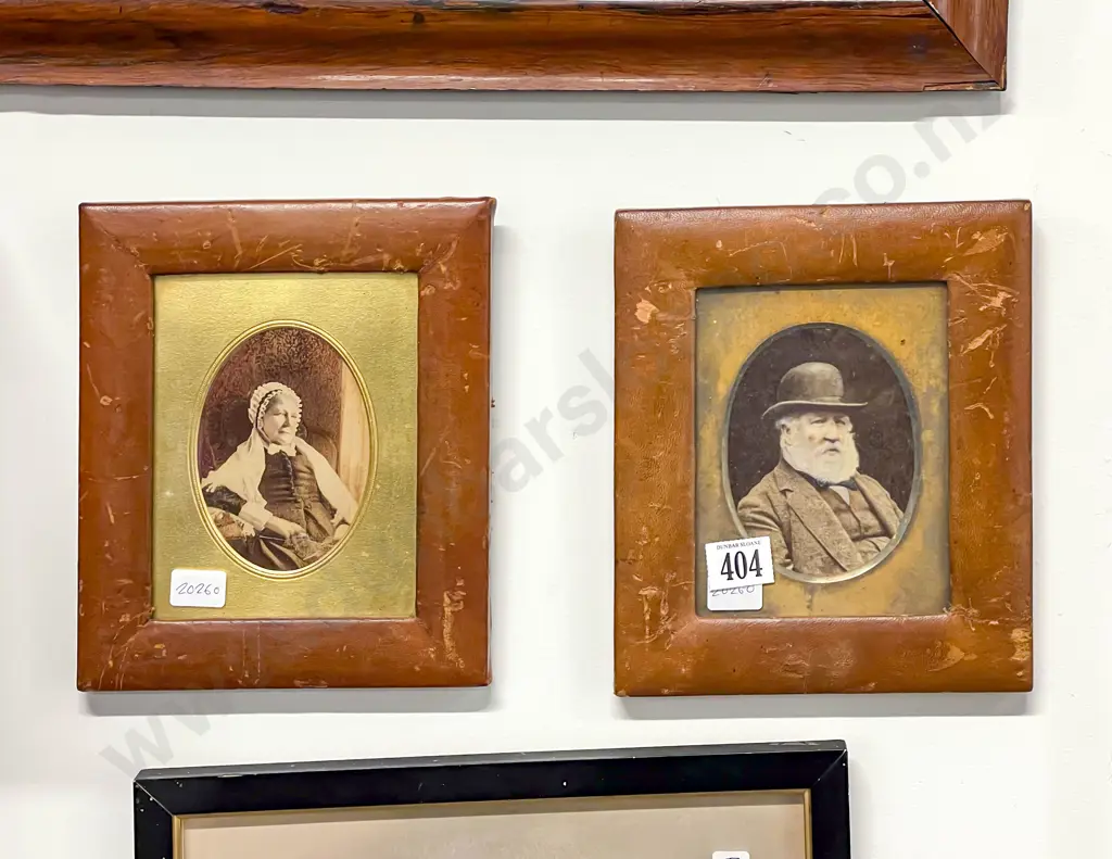 Late Vict Portraits in Original Leathered Frames Image 1++